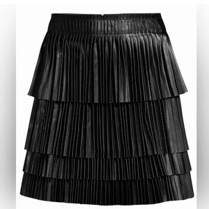 Lane Bryant Solid Black Tier Pleated Ruffle Hem Elastic Pull on Skirt  Size22/24